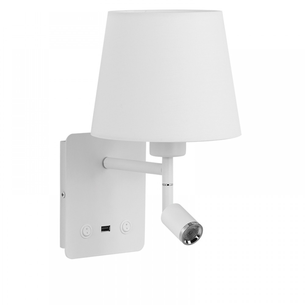 Mdc Aplique Mailand Usb Blanco E27-Led 3W 3000K Pantalla 5-7718-81-06