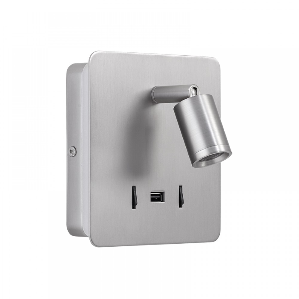 Mdc Aplique Romea Niquel Mate Led 3W-5W 3000K-Usb 5-7721-36-02