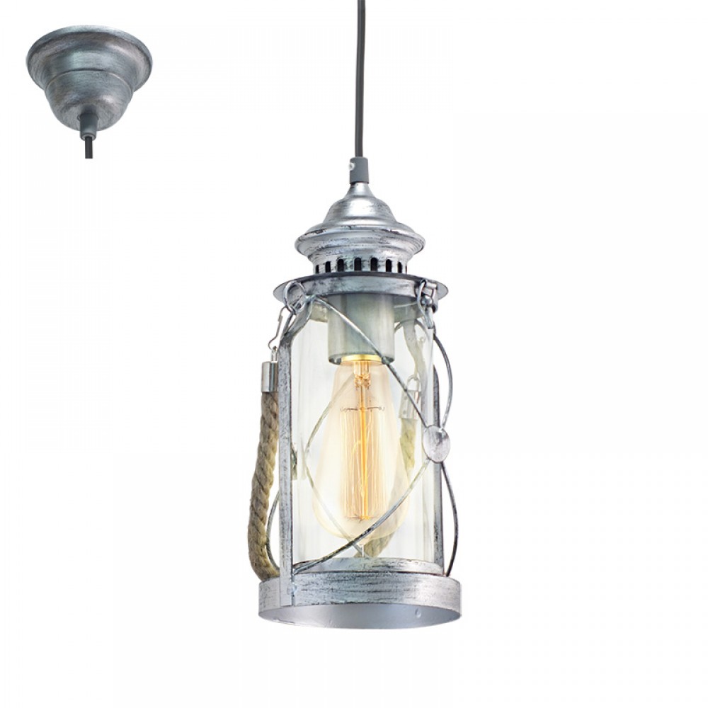 Lamparas Eglo Colgante Vintage Bradford Plata 49214