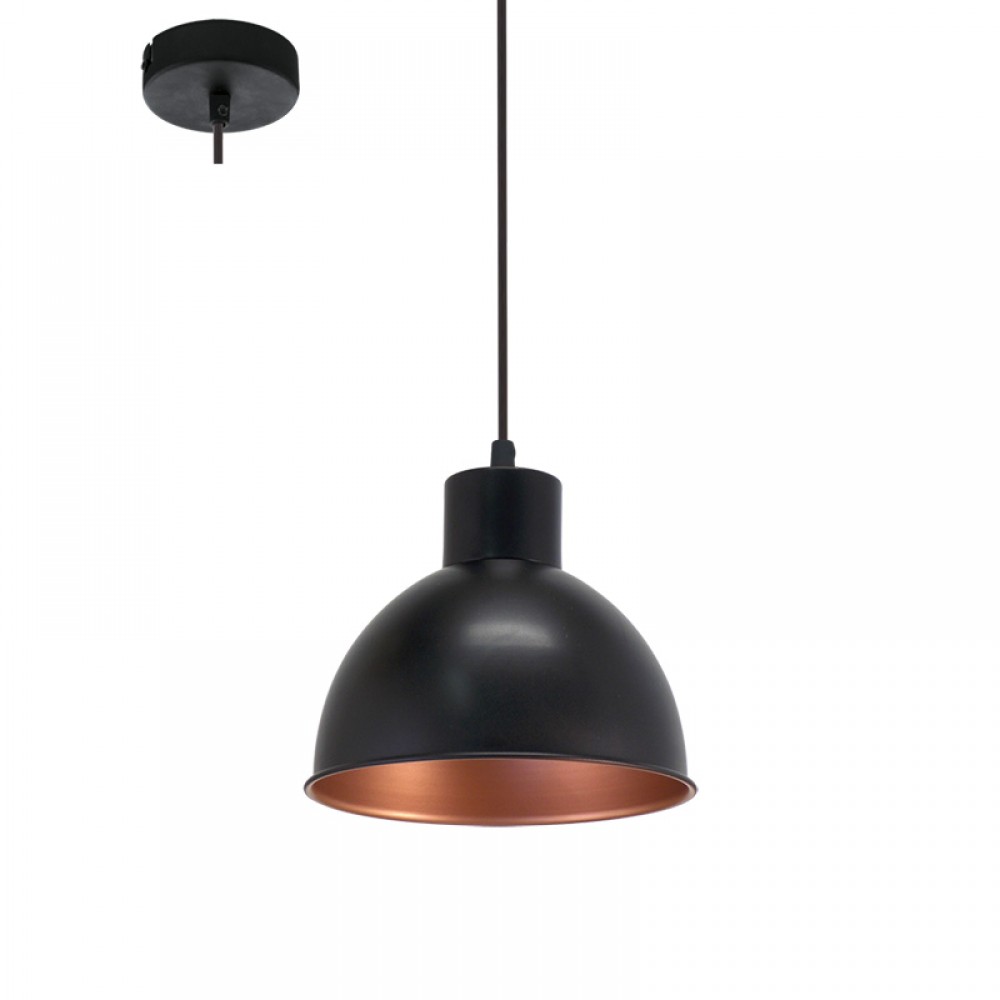 Lamparas Eglo Colgante Vintage Truro 1 Negro Cobre 49238