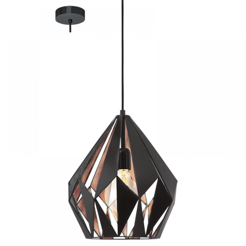 Lamparas Eglo Colgante Vintage Carlton 1 Negro Cobre 49254