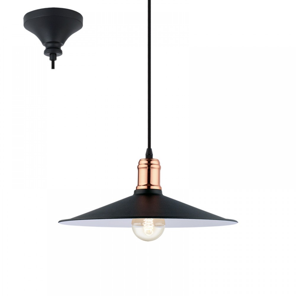 Lamparas Eglo Colgante Vintage Bridport Negro Cobre 49452