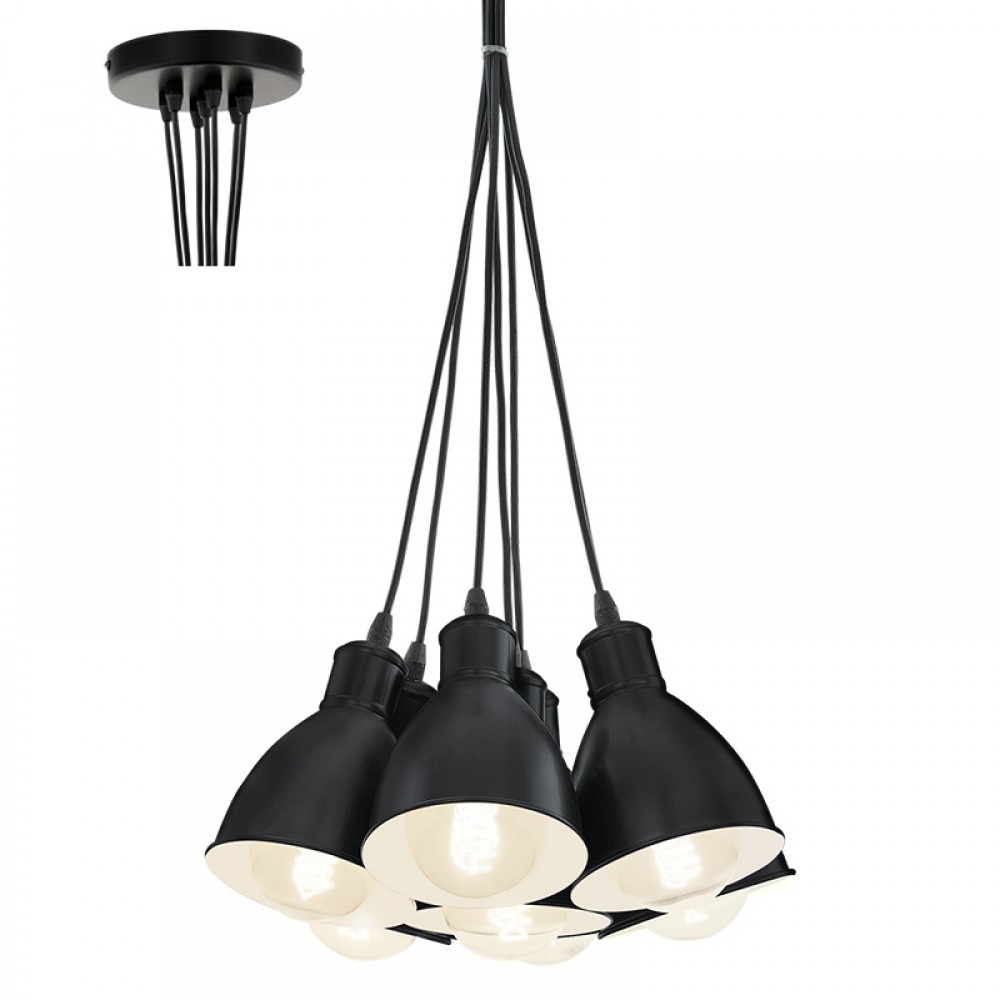 Lamparas Eglo Lampara Vintage Priddy 7L Negro 49467