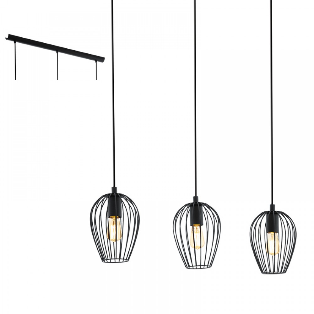 Lamparas Eglo Lampara Vintage Newtown Lineal Negro 49478