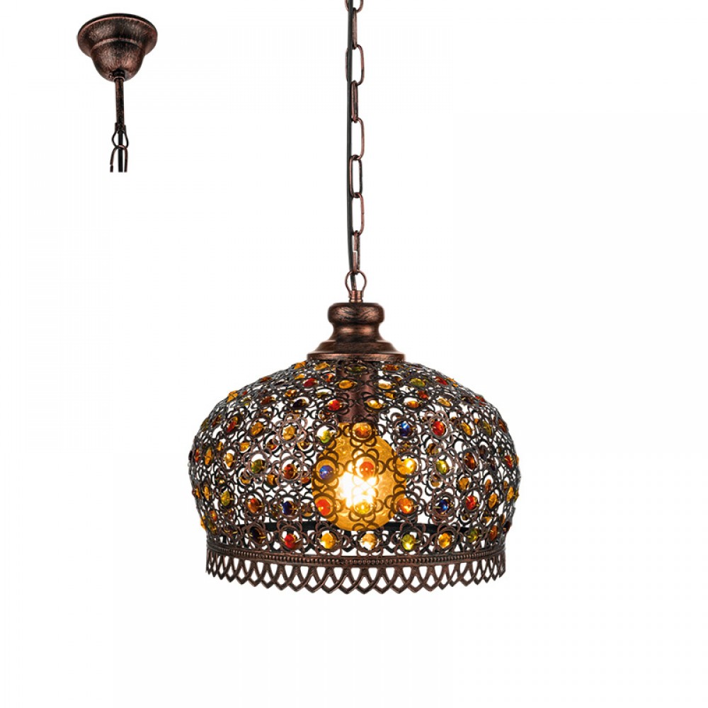Lamparas Eglo Colgante Vintage Jadida Cobre 49764