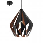 Lamparas Eglo Colgante Vintage Carlton 1 Grande Negr O- Cobre 49878