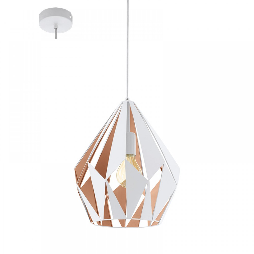 Lamparas Eglo Colgante Vintage Carlton 1 Blanco Cobre 49932