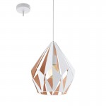Lamparas Eglo Colgante Vintage Carlton 1 Blanco Cobre 49932
