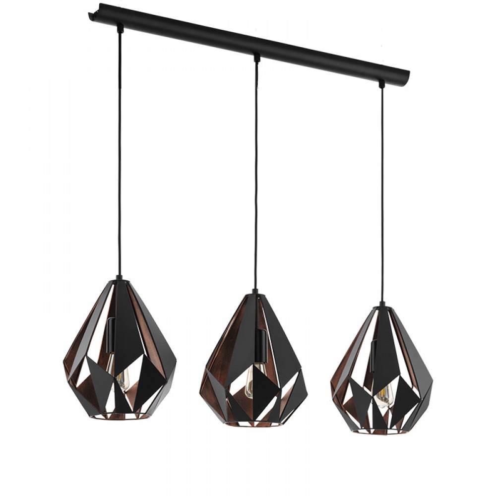 Lamparas Eglo Lampara Vintage Carlton 1 Lineal Negro Cobre 49991