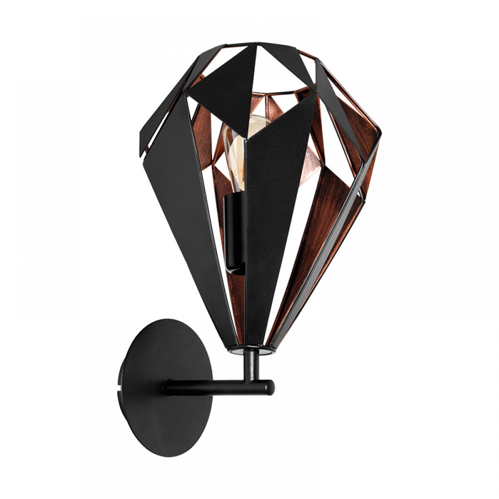 Lamparas Eglo Aplique Vintage Carlton 1 Negro Cobre 49992