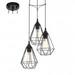 Lamparas Eglo Lampara Vintage Tarbes 3L Negro 94191