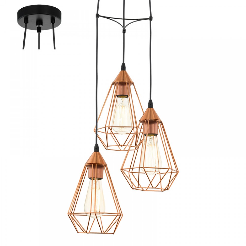 Lamparas Eglo Lampara Vintage Tarbes 3L Cobre 94196
