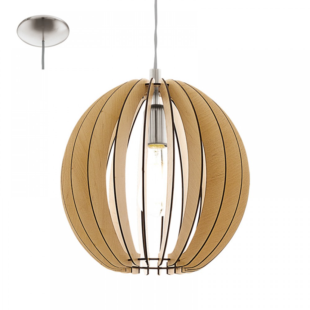 Lamparas Eglo Colgante Madera Cossano E27 1 Luz 94764