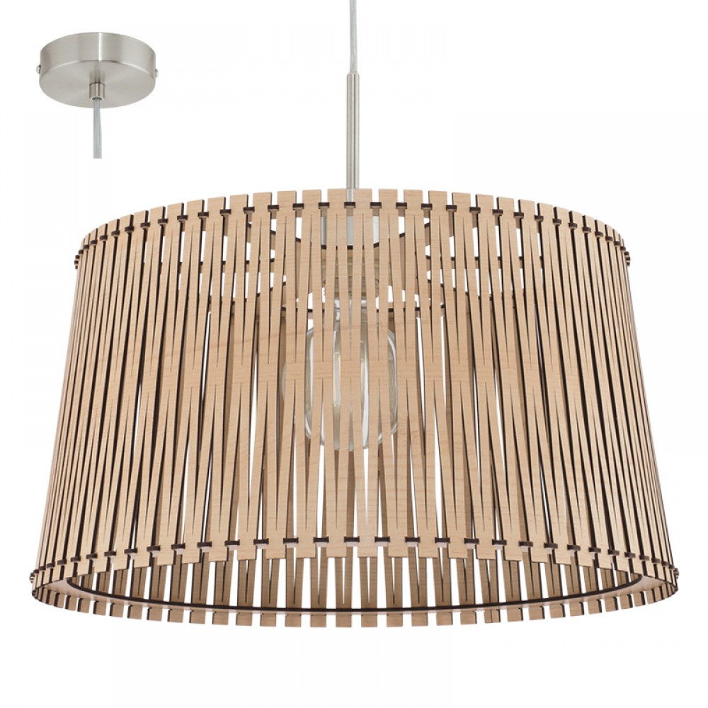 Lamparas Eglo Colgante Madera Sendero E27 1 Luz 96193