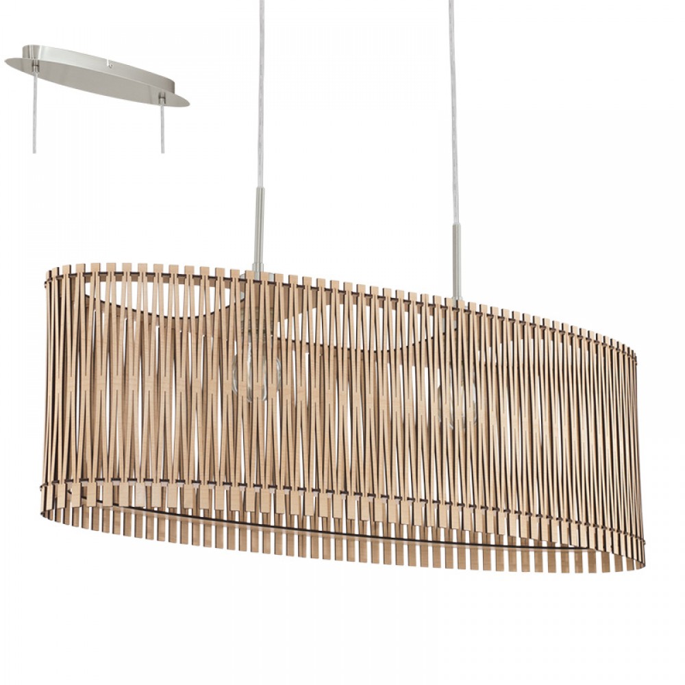 Lamparas Eglo Colgante Madera Sendero E27 2 Luces 96194