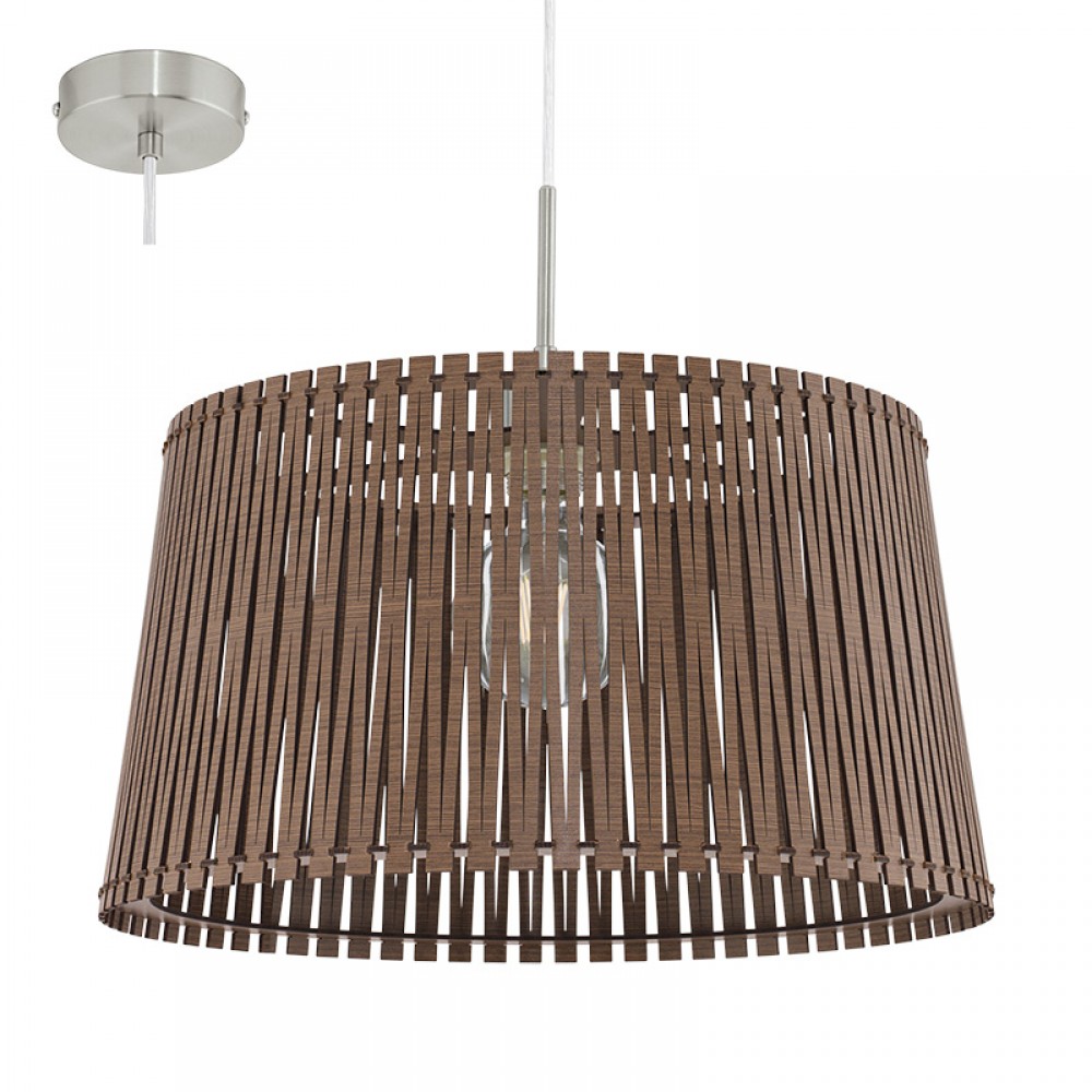 Lamparas Eglo Colgante Madera Sendero E27 1 Luz 96199