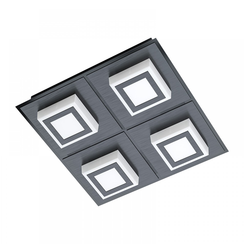 Lamparas Eglo Plafon 4 Led Negro Masiano 1 99364