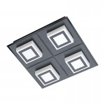Lamparas Eglo Plafon 4 Led Negro Masiano 1 99364