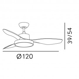 Ventilador Hayate DC Cuero-Roble 120Ø 48w 3 Aspas Mando, Memoria Y Temporizador 128591336