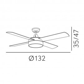 Ventilador Nevery DC Cuero 122Ø 26w Roble-Nogal Mando, Memoria y Temporizador 128791436