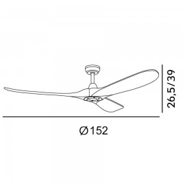 Ventilador Marin DC Niquel 152Ø 3 Aspas Roble Sin Luz Mando y Temporizador 129090302