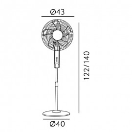 Ventilador Cacimbo Blanco De Pie 43Ø 45w 5 Aspas Mando y temporizador 133441001