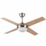 Ventilador Ciro DC Niquel 116Ø 2xe27 4Aspas Plata-Haya Mando y Temporizador 159092410