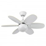 Ventilador Alves DC Blanco 85Ø 2xE27 6 Aspas Blanco-Haya Mando y Temporizador 175791601