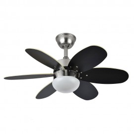 Ventilador Alves DC Niquel 85Ø 2xE27 6 Aspas Wengue-haya Mando y Temporizador 175791633