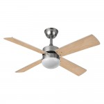 Ventilador Sofia DC Niquel 107Ø 2xE27 4Aspas Haya-plata Mando y Temporizador 175992433