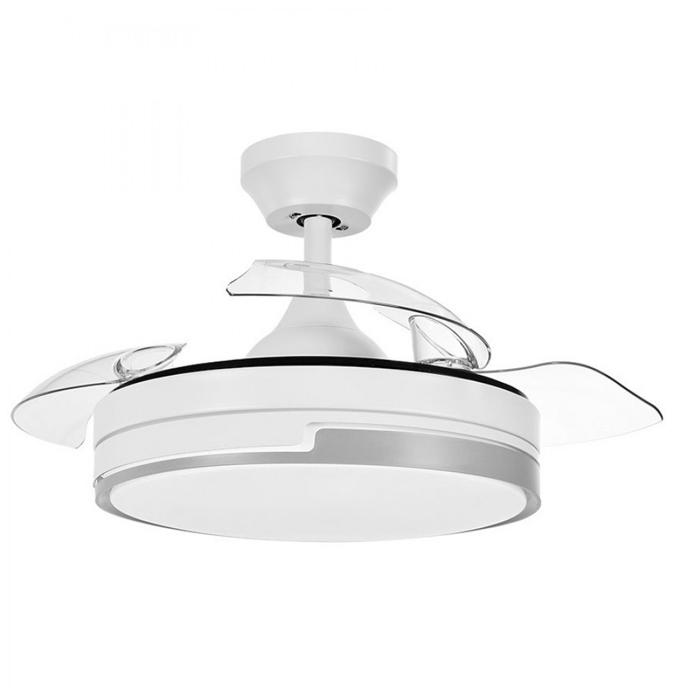 Ventilador Mini Olimpia DC Blanco-Gris Plegable 91Ø 48w Mando Memoria Y Temporizador 185999001