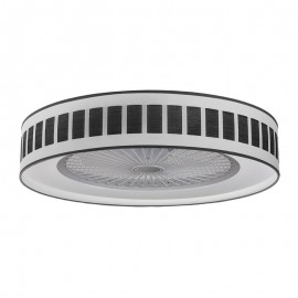 Ventilador Ivanna Blanco-Madera Negra 60Ø 72W 5 Aspas Mando Regulable Memoria Y Temporizador 188491509