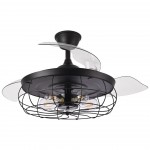 Ventilador Concon DC Negro Plegable 107Ø 5xE27 3 Aspas Mando Y Temporizador 188895309