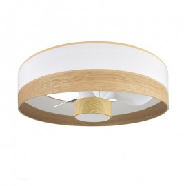 Ventilador Olga DC Blanco-Madera Clara Haya 70Ø 24W 3 Aspas Mando Memoria Y Temporizador 190091785