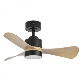 Ventilador Zepelin DC Negro-Madera Clara 91Ø 18w 3Aspas Mando Memoria y Temporizador 207791385