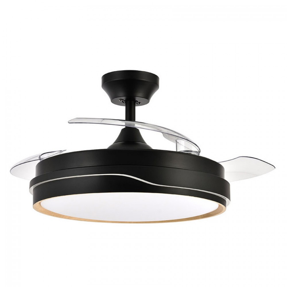 Ventilador Tempano DC Negro-Madera Plegable 107Ø 72w 3aspas Mando Memoria Y Temporizador 208891385