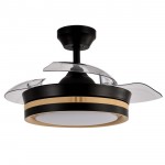 Ventilador Mini Viper DC Negro-Madera Plegable 91Ø 48w Mando Memoria Y Temporizador 208999085