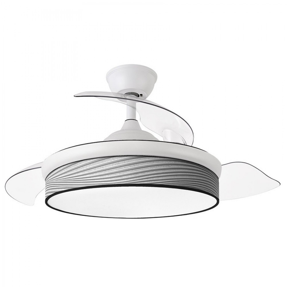 Ventilador Mini Moda DC Blanco-Surco Gris 91Ø 72w Mando Memoria Y Temporizador 212480401