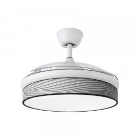 Ventilador Mini Moda DC Blanco-Surco Gris 91Ø 72w Mando Memoria Y Temporizador 212480401