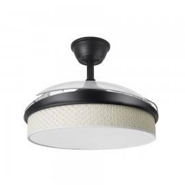 Ventilador Mini Moda DC Negro-Cañizo Blanco 91Ø 72w Mando Memoria Y Temporizador 212480509