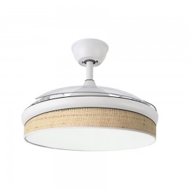 Ventilador Mini Moda DC Blanco-Cañizo Claro 91Ø 72w Mando Memoria Y Temporizador 212480601