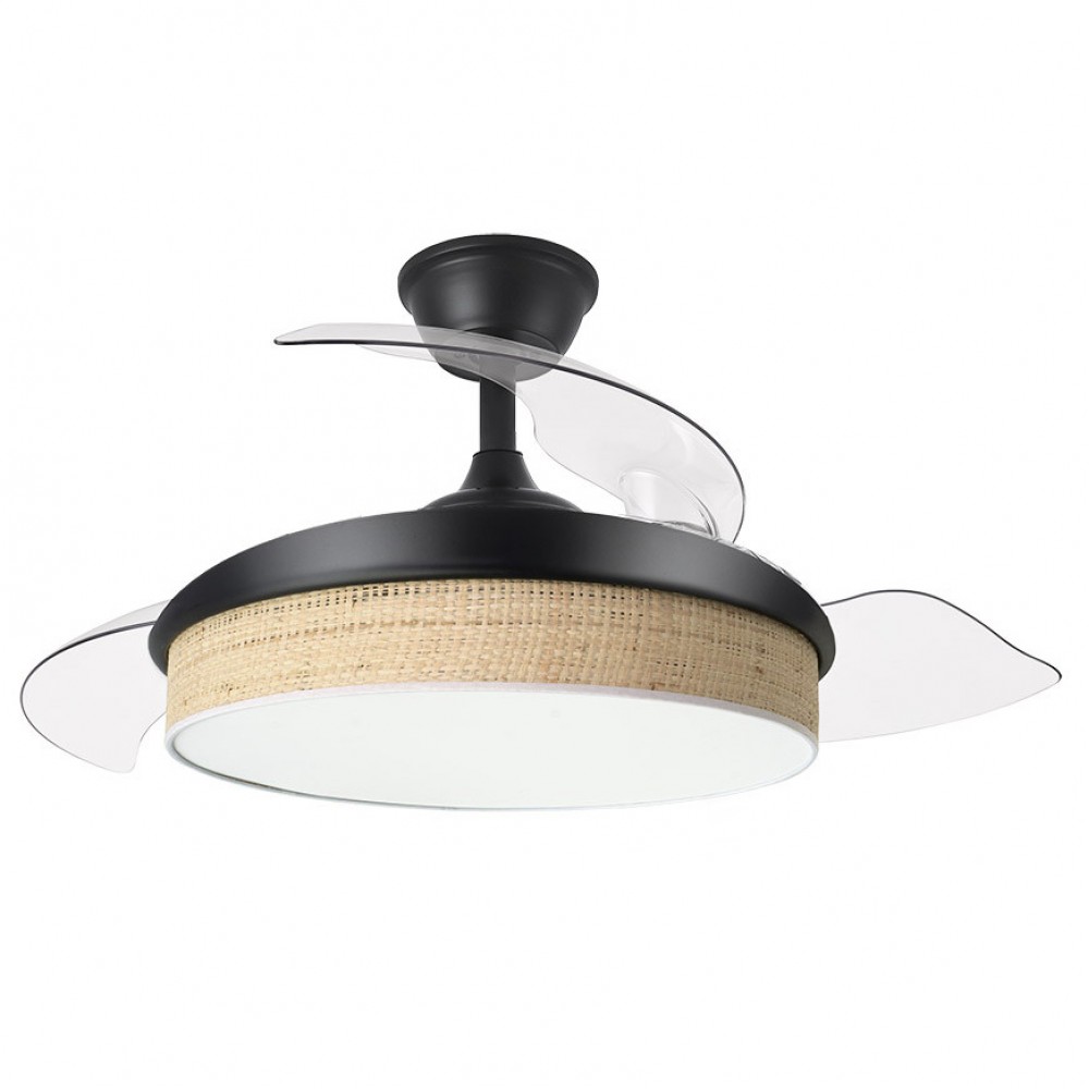 Ventilador Mini Moda DC Negro-Cañizo Claro 91Ø 72w Mando Memoria Y Temporizador 212480609