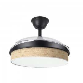 Ventilador Mini Moda DC Negro-Cañizo Claro 91Ø 72w Mando Memoria Y Temporizador 212480609
