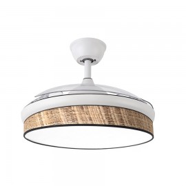 Ventilador Mini Moda DC Blanco-Cañizo Oscuro 91Ø 72w Mando Memoria Y Temporizador 212480701