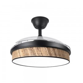 Ventilador Mini Moda DC Negro-Cañizo Oscuro 91Ø 72w Mando Memoria Y Temporizador 212480709