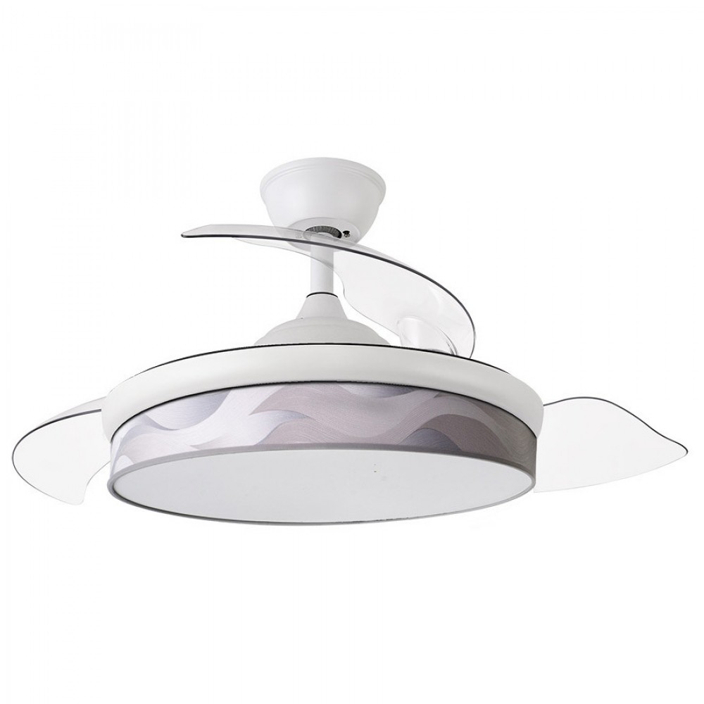 Ventilador Moda DC Blanco-Ola Gris 108Ø 72w 3aspas Mando Memoria Y Temporizador 212490301
