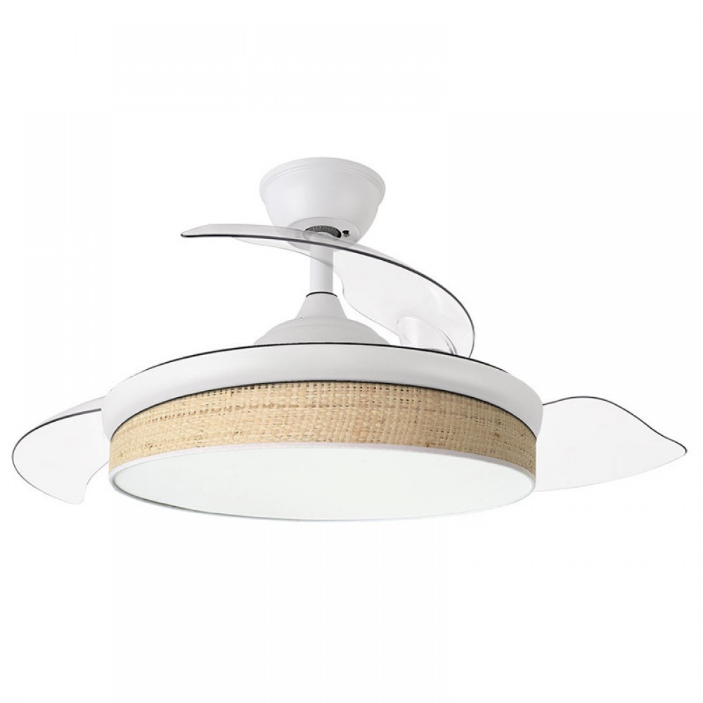 Ventilador Moda DC Blanco-Cañizo Claro 108Ø 72w 3aspas Mando Memoria Y Temporizador 212490601