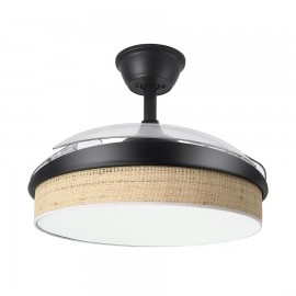Ventilador Moda DC Negro-Cañizo Claro 108Ø 72w 3aspas Mando Memoria Y Temporizador 212490609