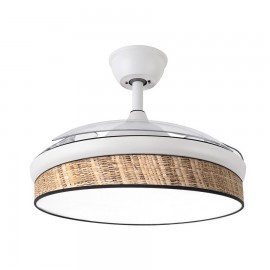Ventilador Moda DC Blanco-Cañizo Oscuro 108Ø 72w 3aspas Mando Memoria Y Temporizador 212490701