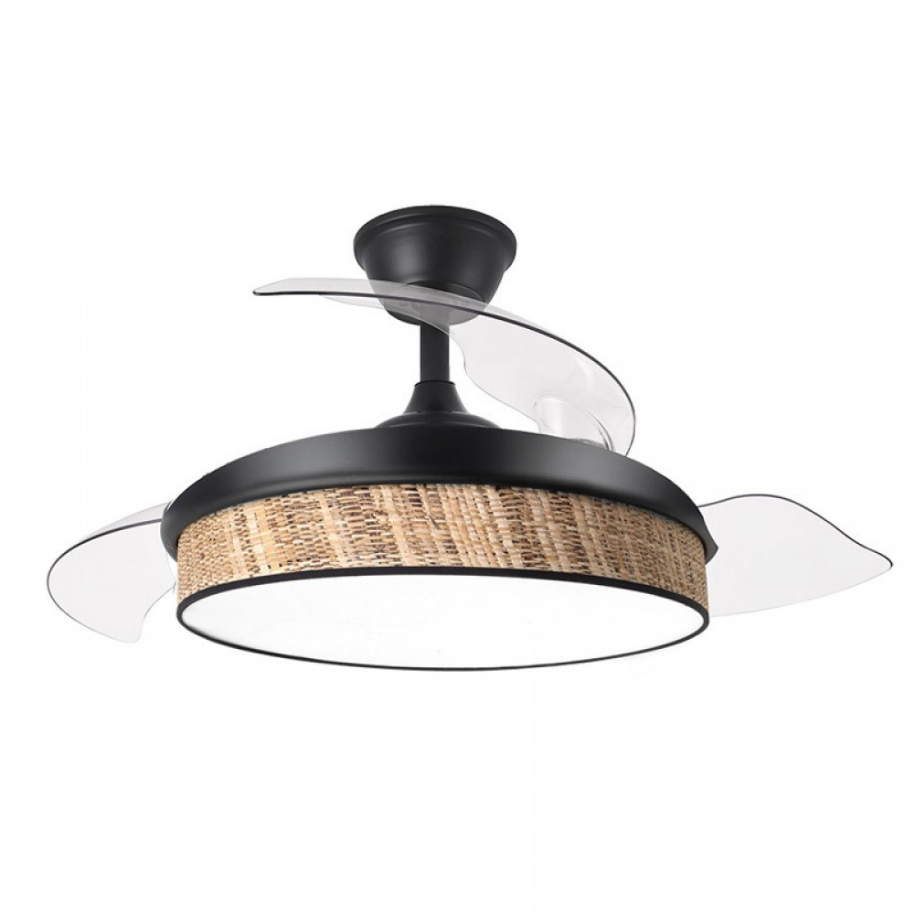Ventilador Moda DC Negro-Cañizo Oscuro 108Ø 72w 3aspas Mando Memoria Y Temporizador 212490709